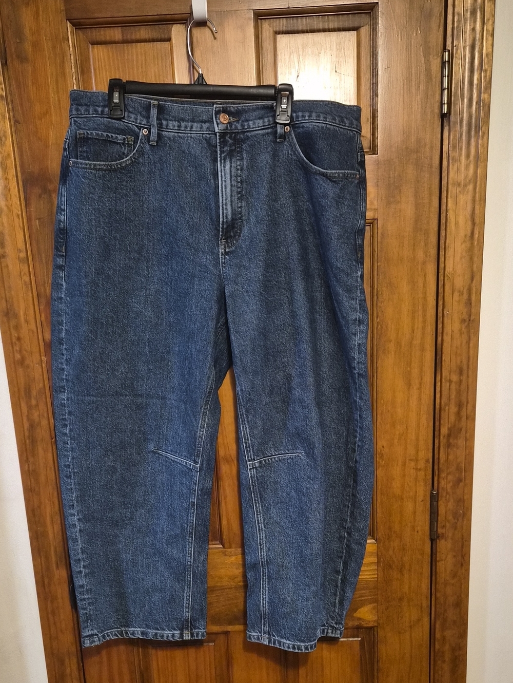 Express Women's Dark Blue Barrel Jeans